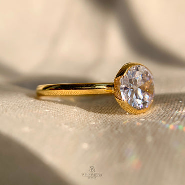 Oval Cut Half Bezel Engagement Ring