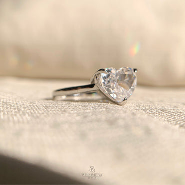 Sterling silver 2.5ct heart-shaped diamond solitaire engagement ring