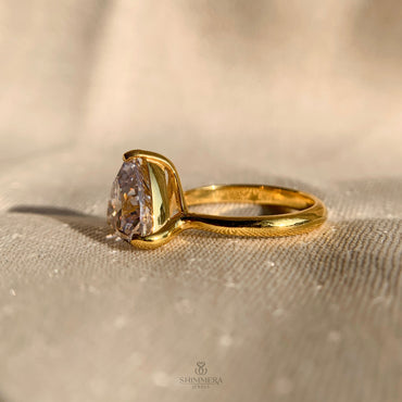 14k Solid Gold Trillion Cut Engagement Ring