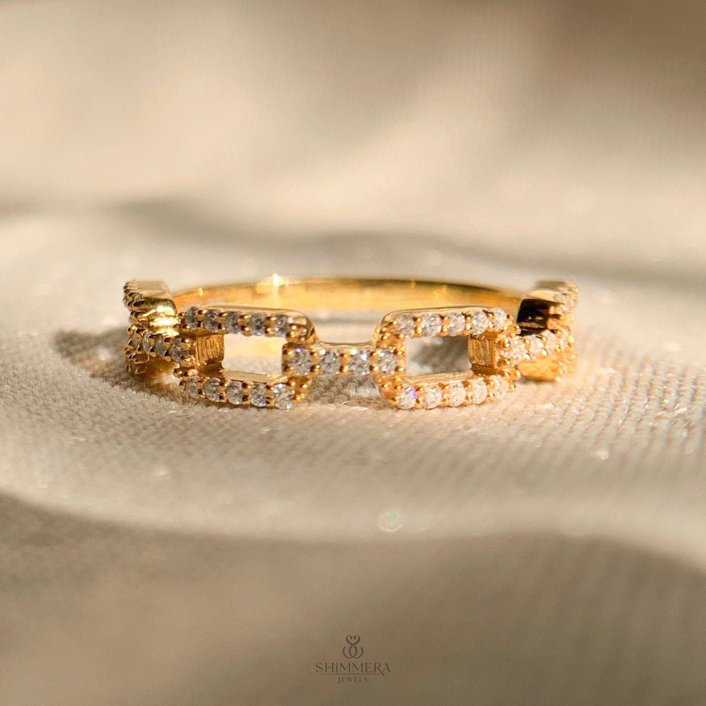 Moissanite Pave Diamond Chain Ring