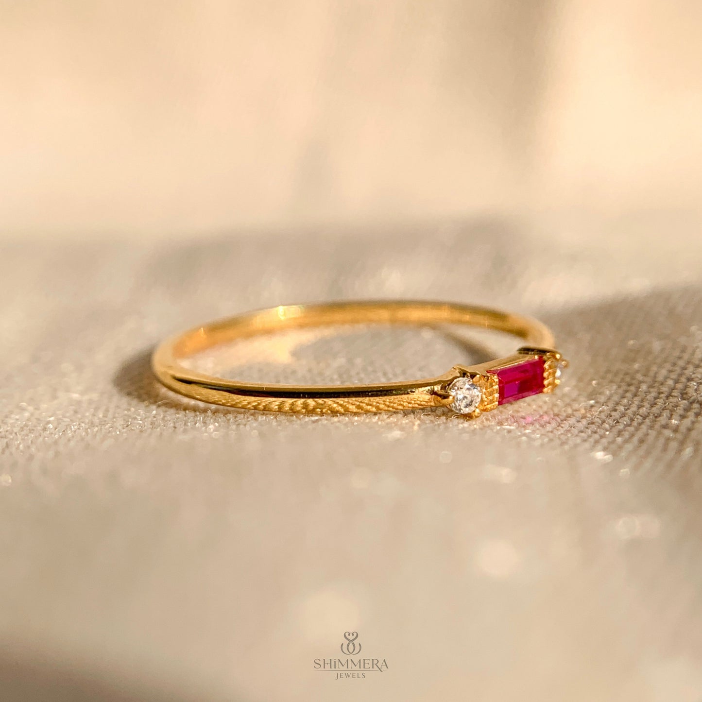 Baguette Shape Stackable Birthstone Rings