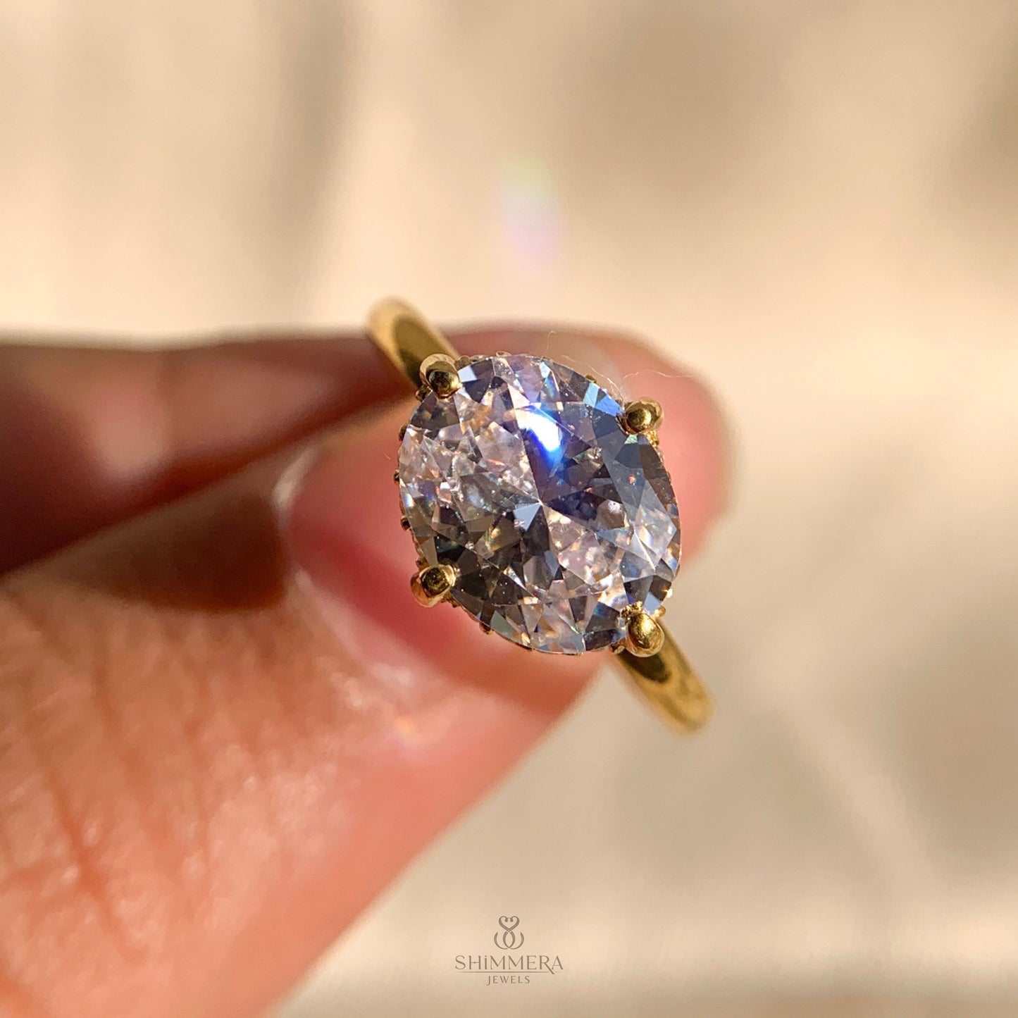 14K Gold Oval Moissanite Engagement Ring