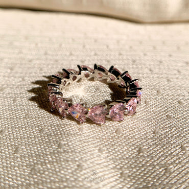 Elegant heart diamond eternity band for wedding or anniversary