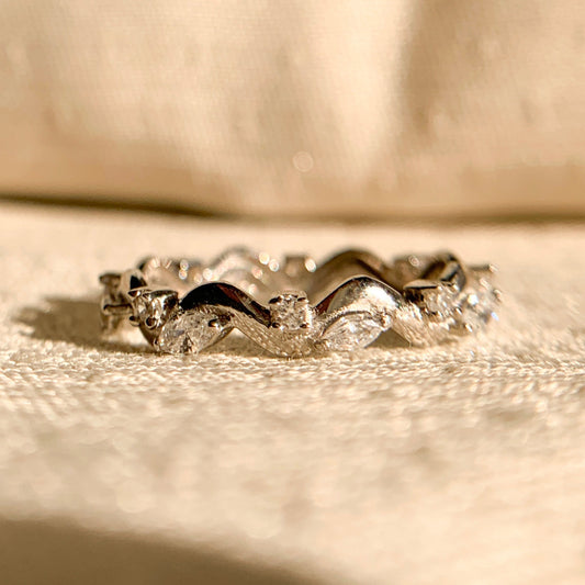 "Marquise and round shape stacking diamond rings for women in gold"