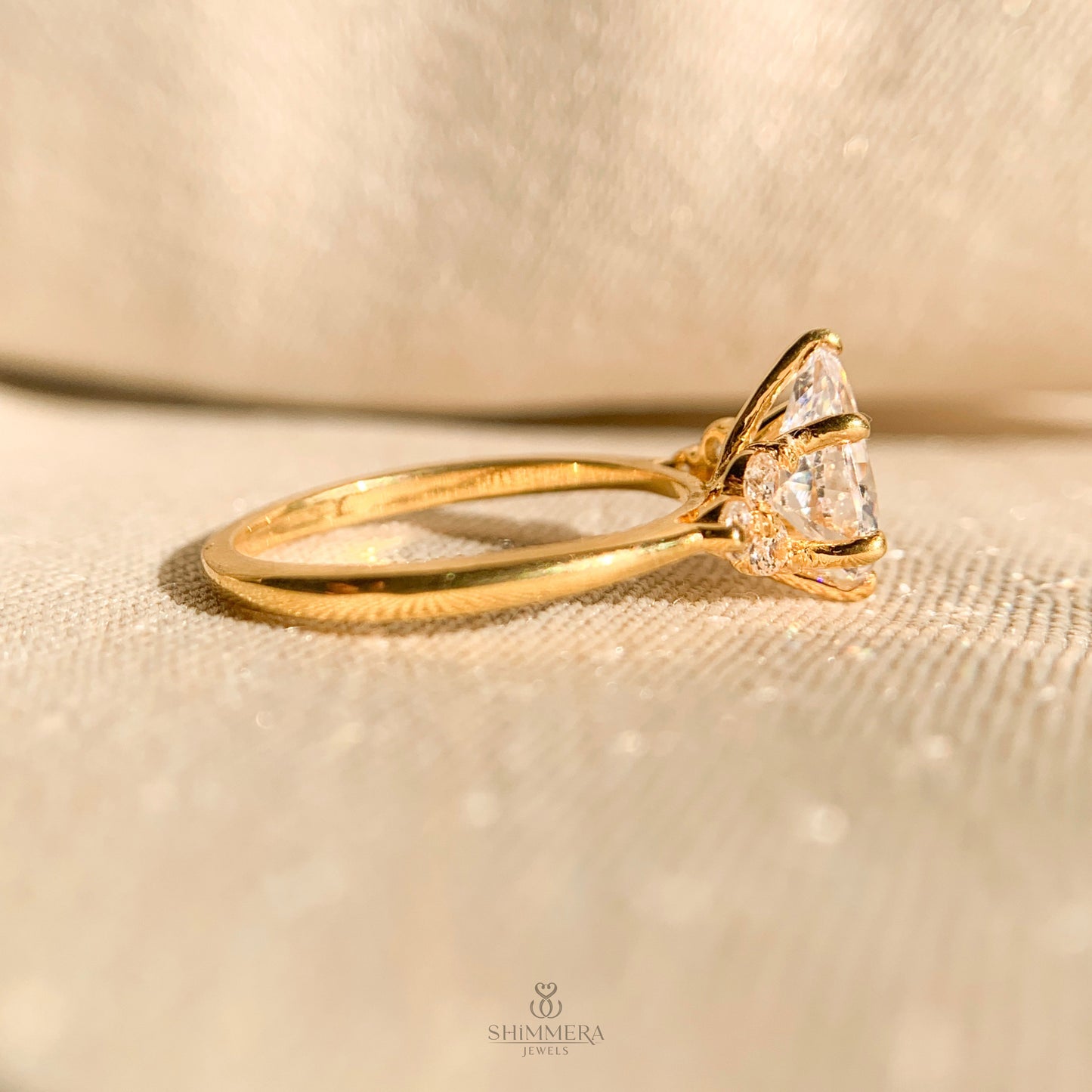 Pear Cut Engagement Rings With Side Stones Settings