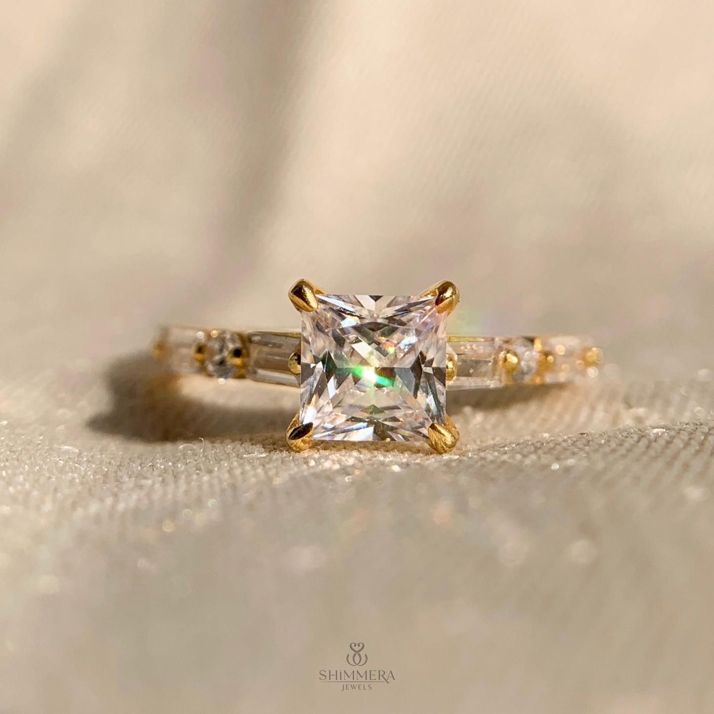 White Gold Princess Cut Engagement Rings