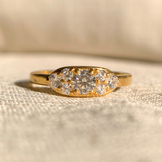 14k gold moissanite round diamond cluster engagement ring