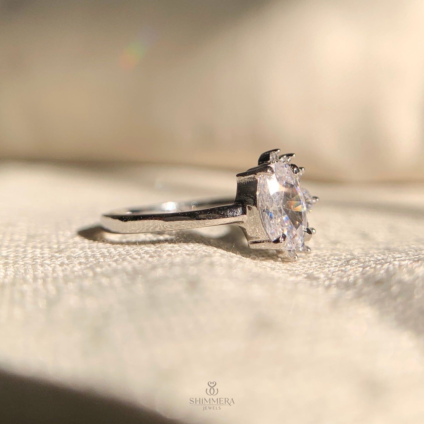 "Elegant 1 carat oval lab grown diamond cluster ring for proposal"