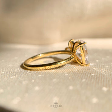 Elegant emerald cut moissanite ring in white gold for engagements