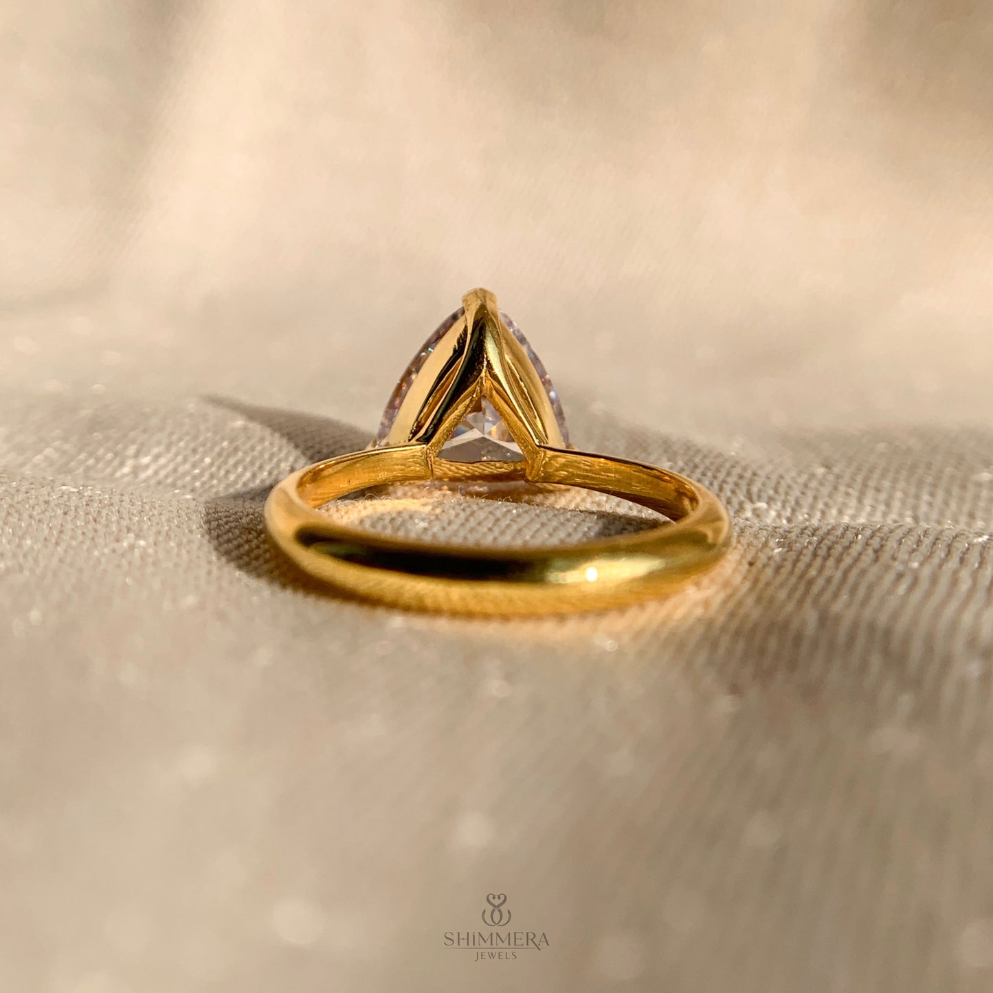 14k Solid Gold Trillion Cut Engagement Ring