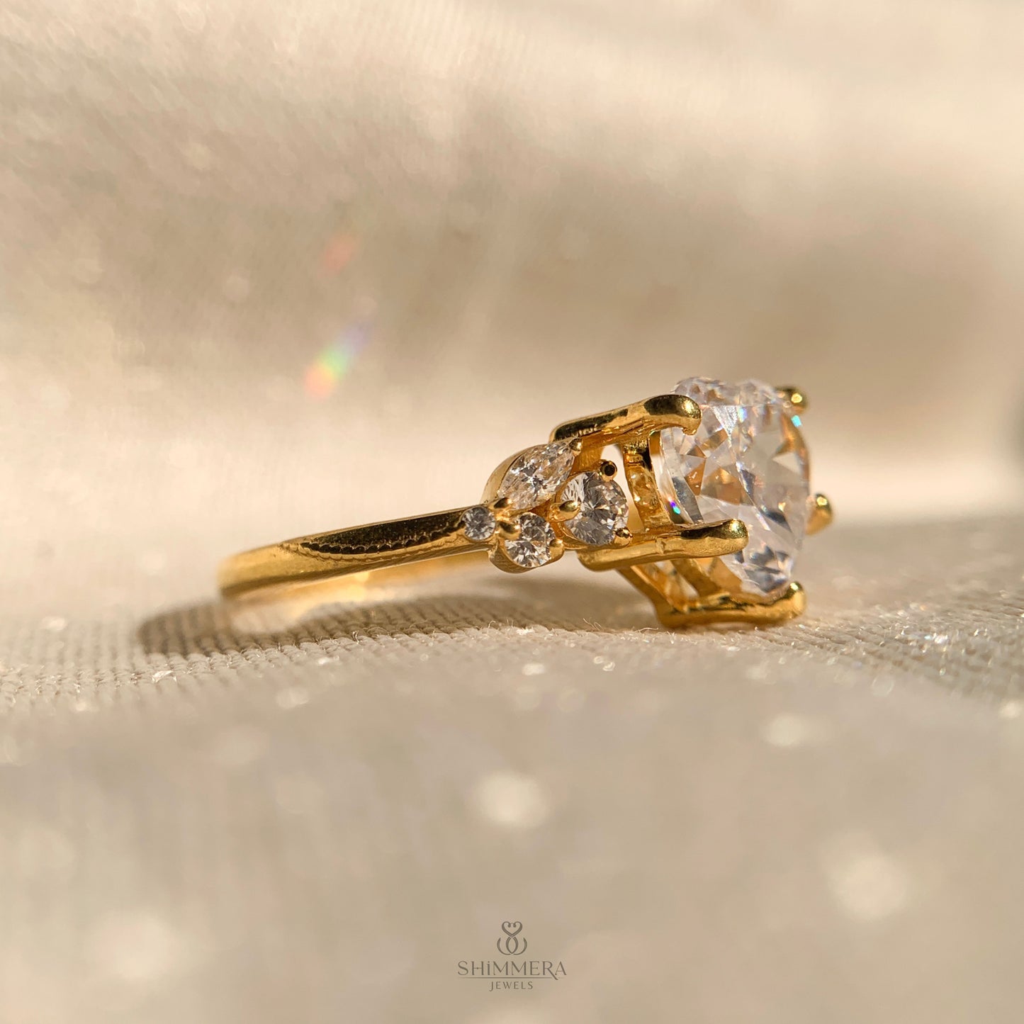 Nature Inspired Round Moissanite Engagement Ring Set ...