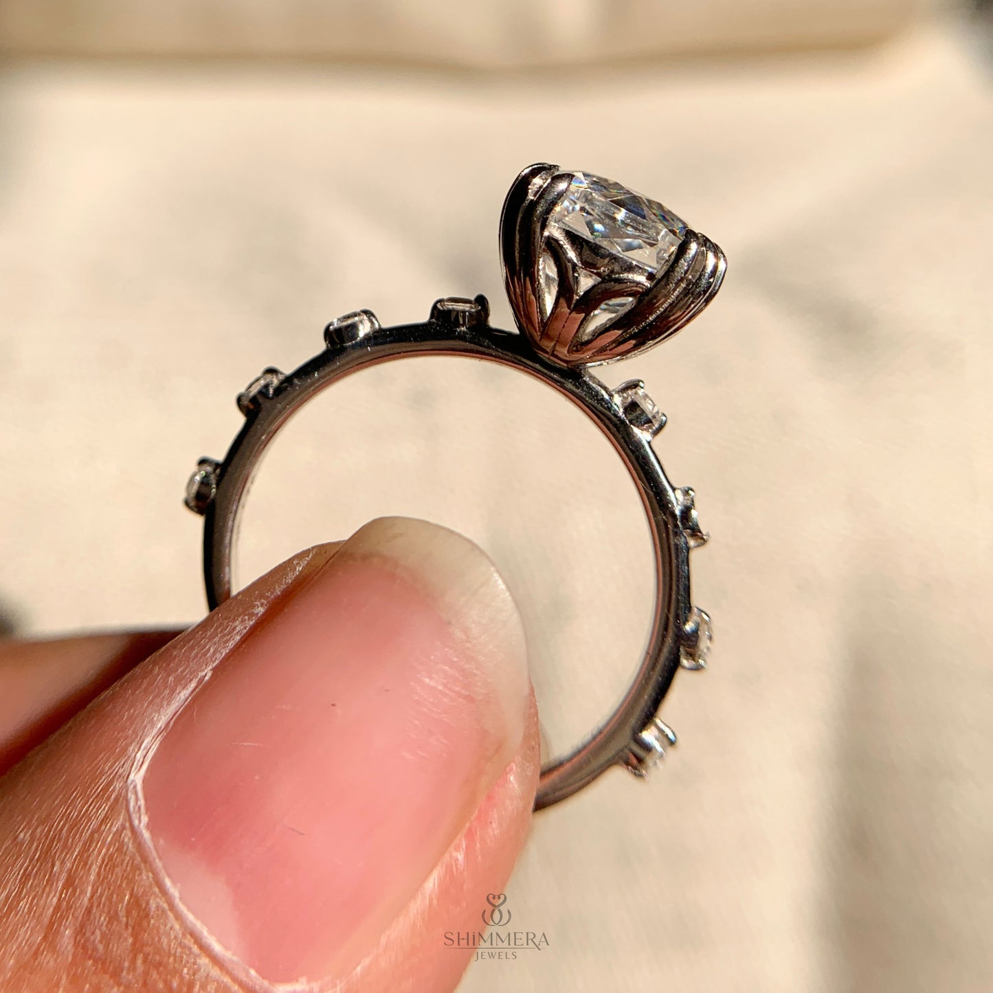 Old European Cut Diamond Line Ring