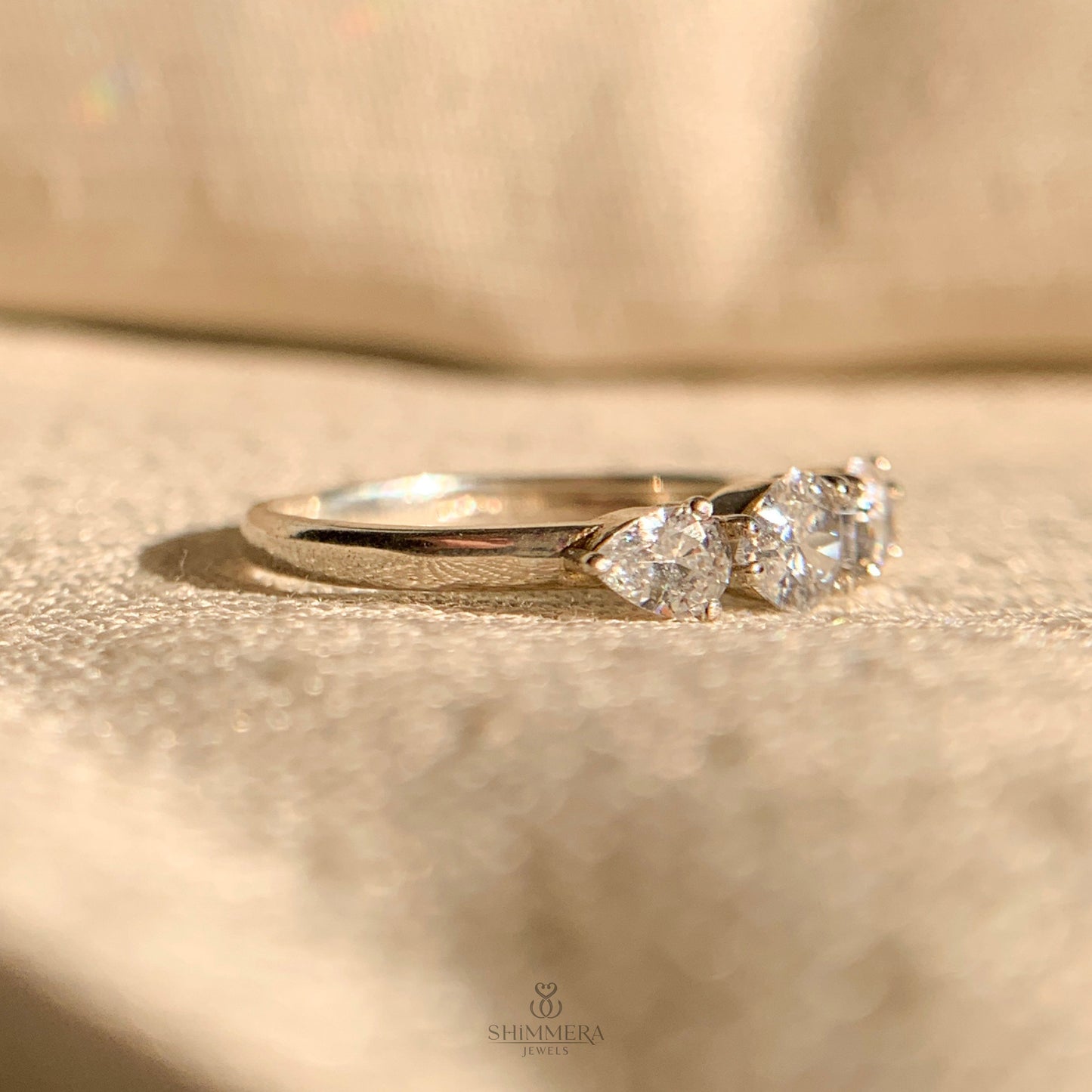 "Luxury pear cut diamond rings collection for women, set of 4"