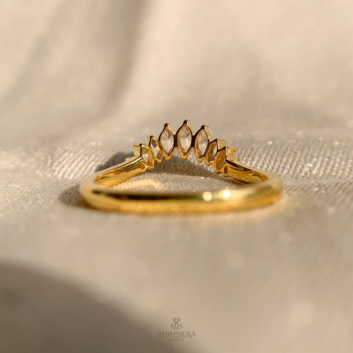 Marquise Shaped Diamond Curved Wedding Ring