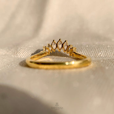 Marquise Shaped Diamond Curved Wedding Ring