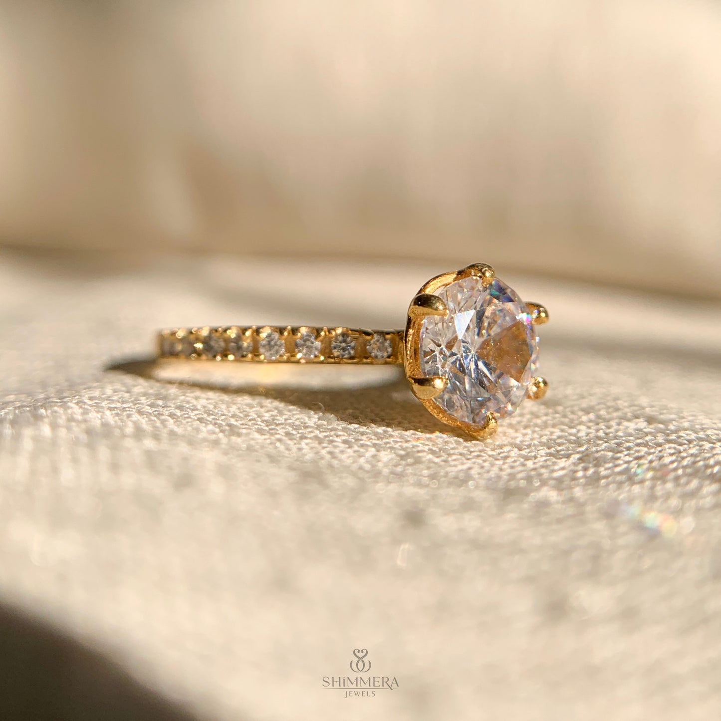 White gold 6 prong round diamond engagement ring for brides-to-be