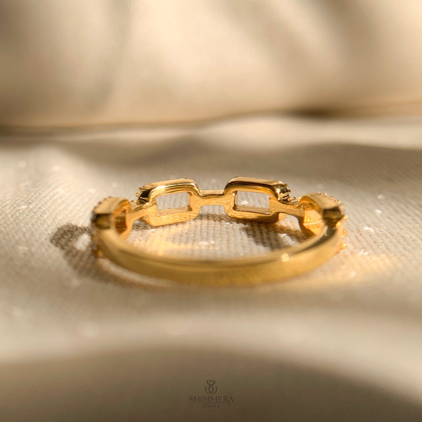Moissanite Pave Diamond Chain Ring