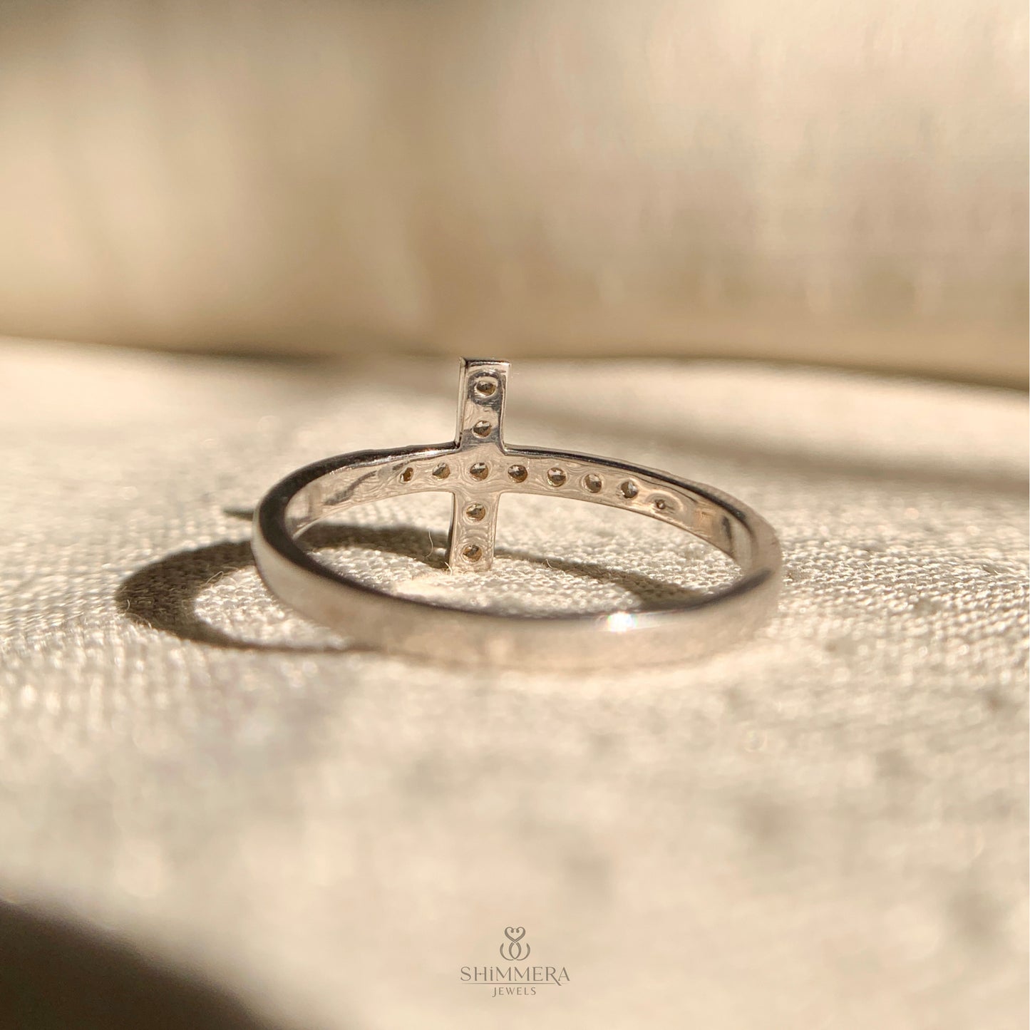 Women's sterling silver moissanite cross ring SR099 – religious jewelry