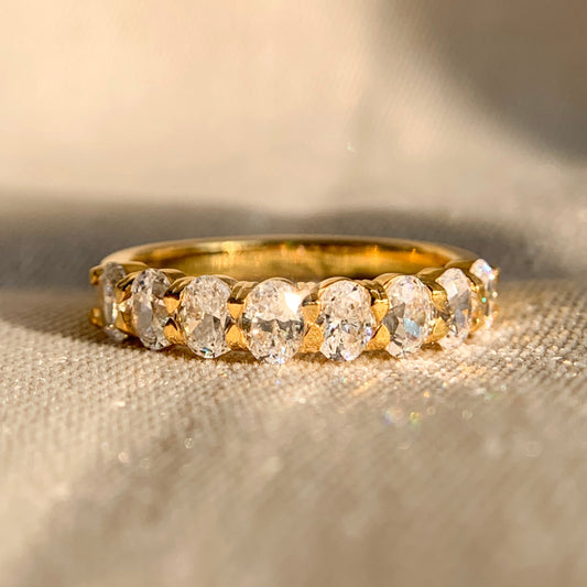 14k yellow gold oval diamond eternity band for women