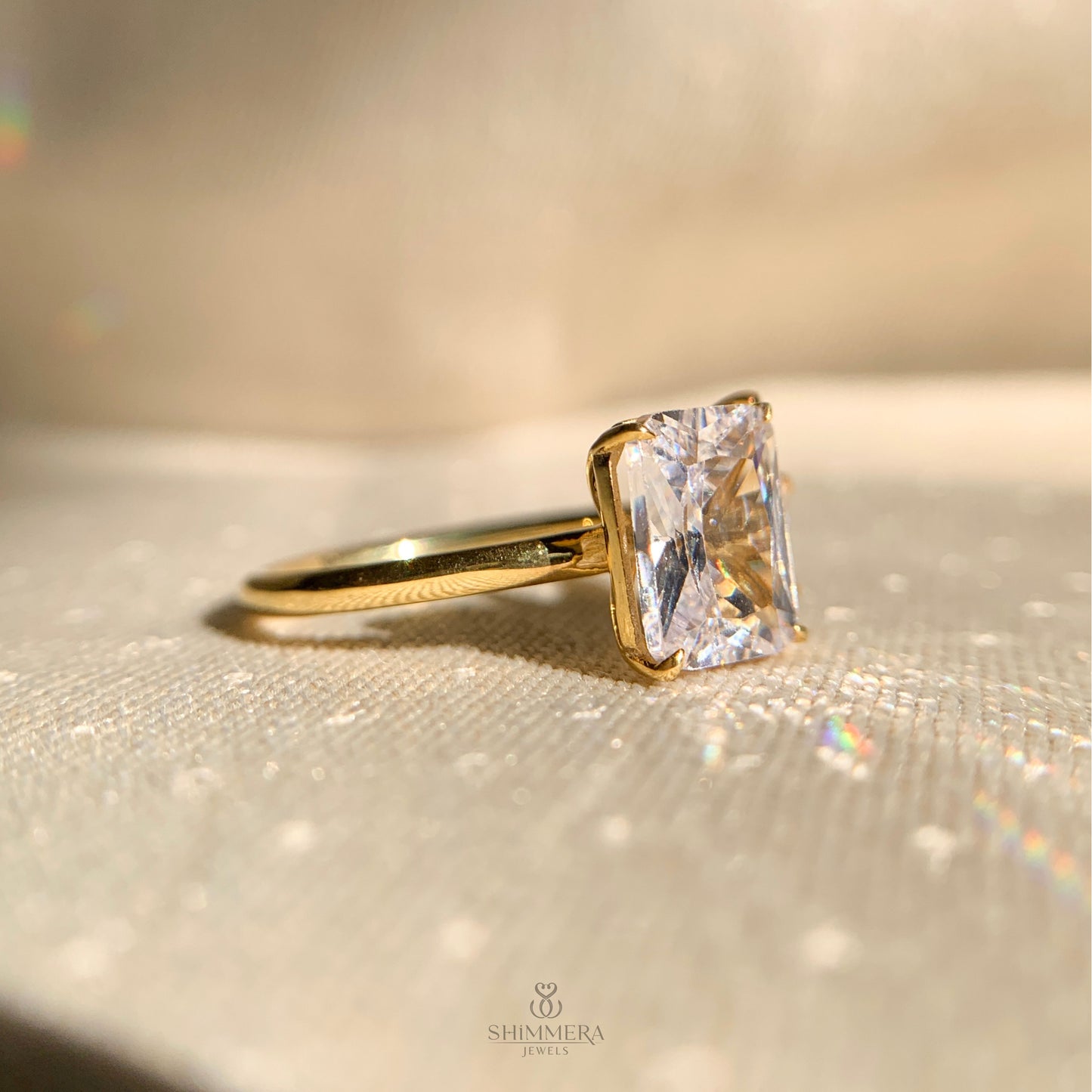 Timeless emerald cut moissanite engagement ring with sleek band
