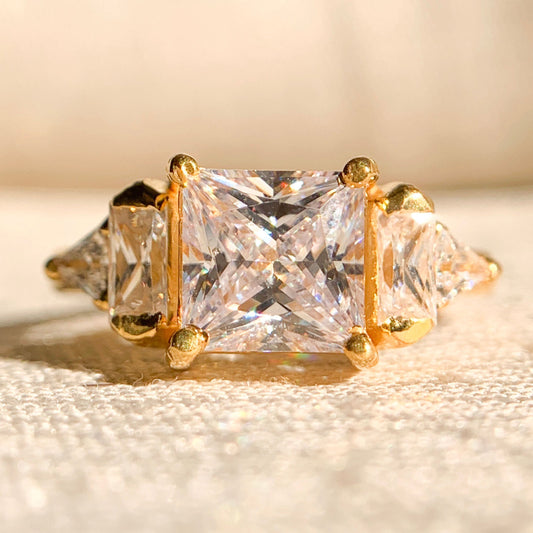 Princess shape lab created diamond engagement ring in white gold