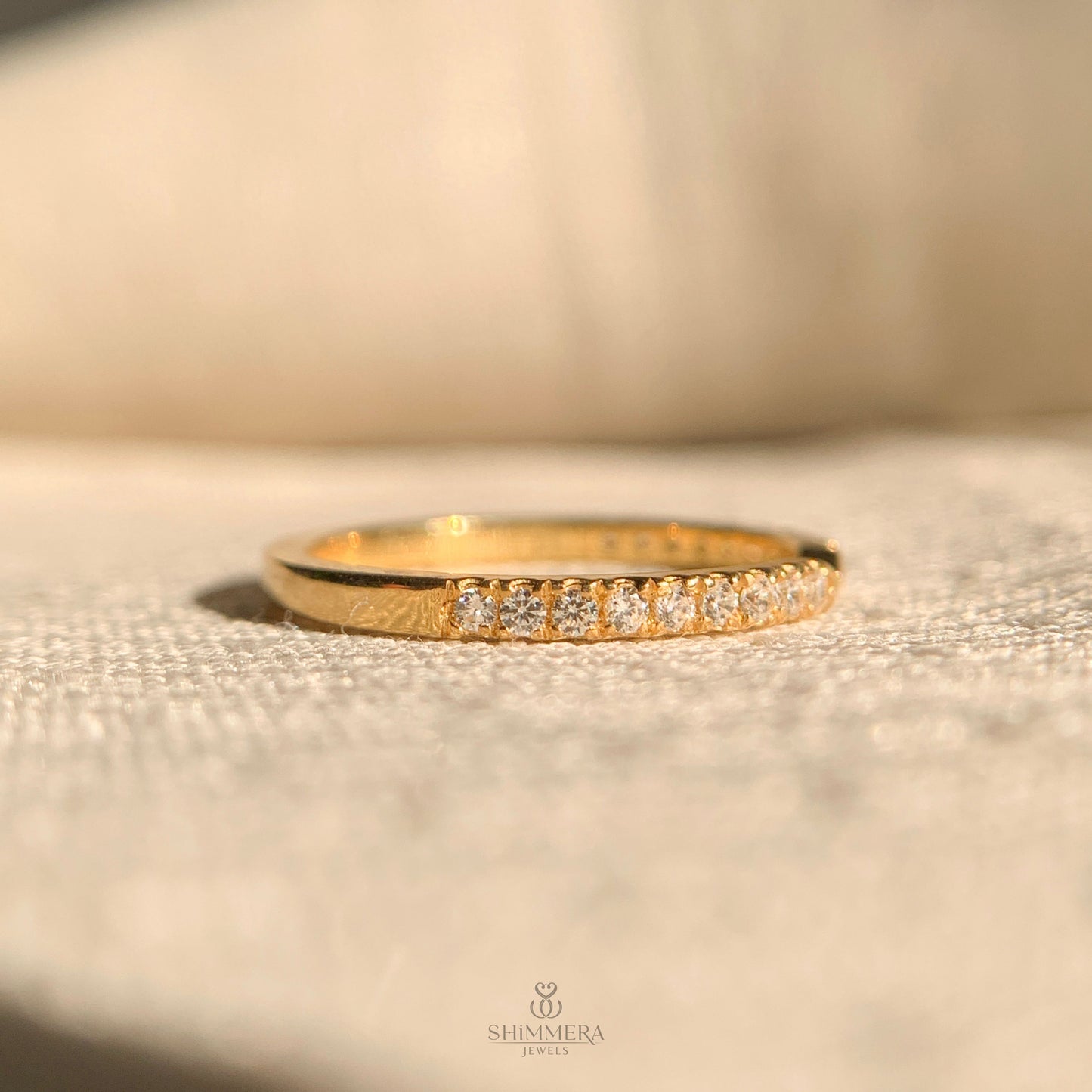 18k Solid Gold Stackable Rings with Round Diamonds
