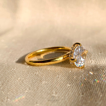 14K Gold Oval Moissanite Engagement Ring