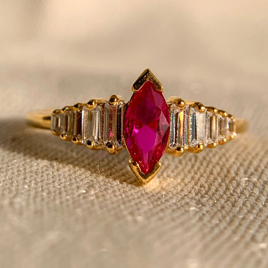 14k Gold Marquise With Baguette Accent Stones Engagement Ring