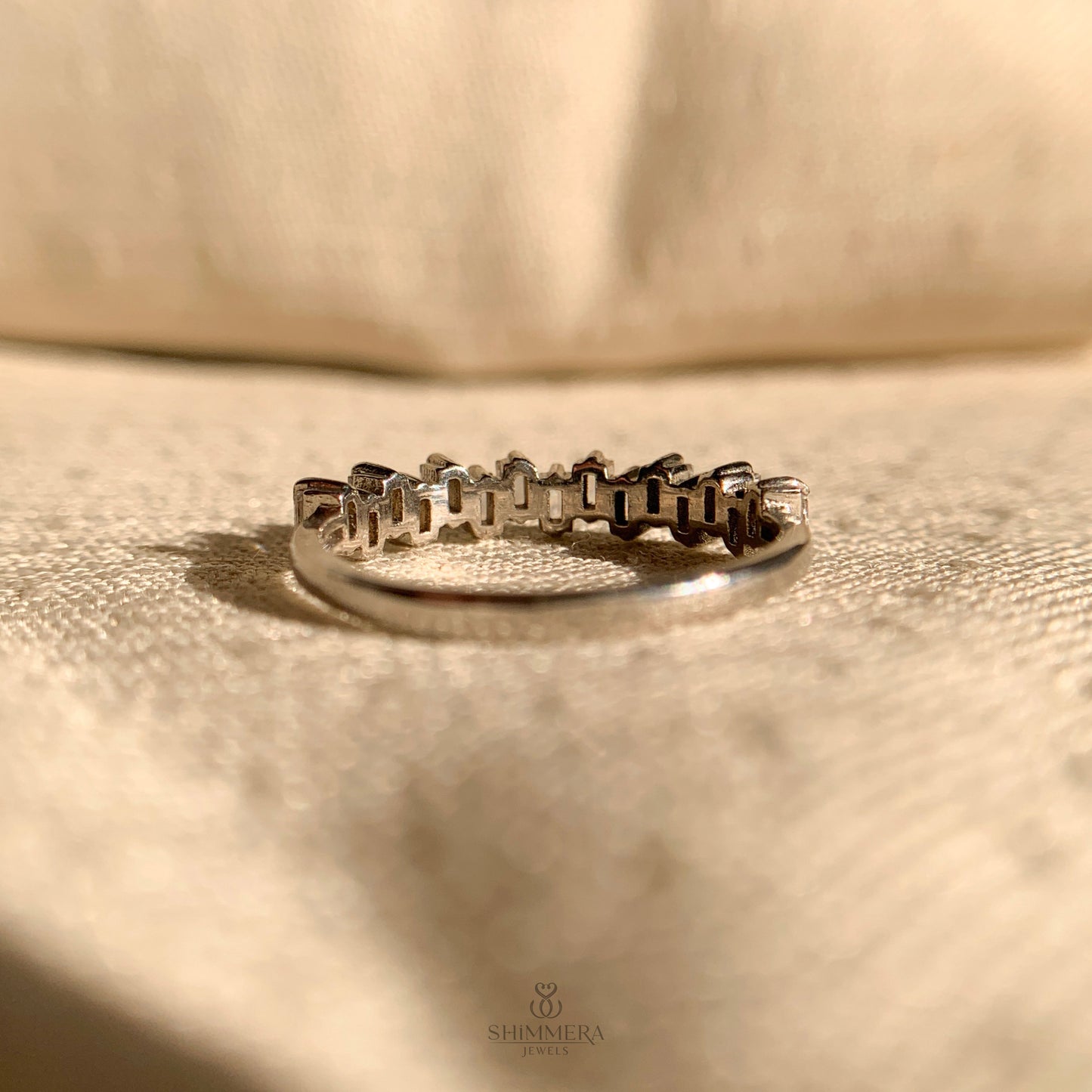 Zig Zag Design Half Eternity Ring with sparkling baguette diamonds