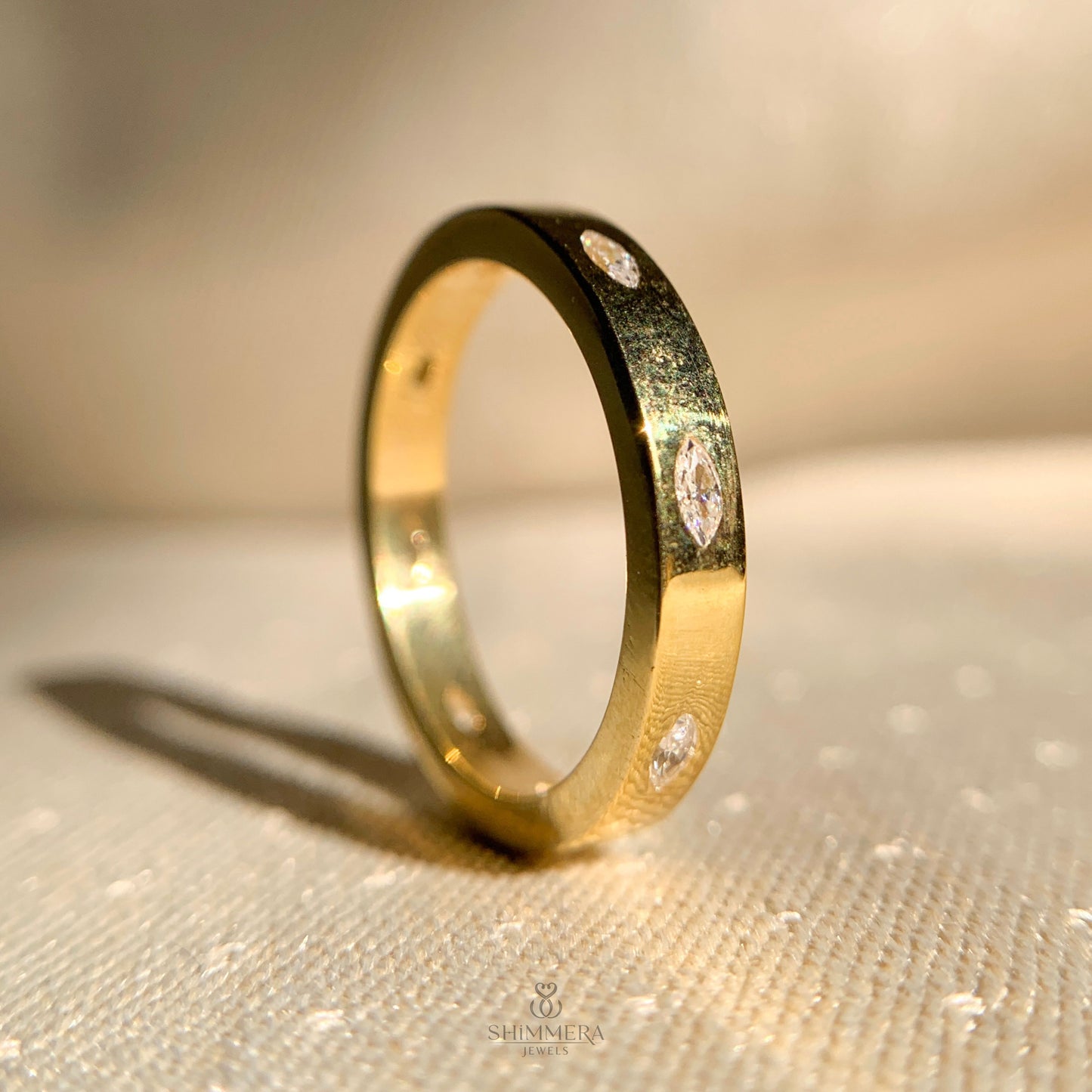 Timeless moissanite marquise diamond wedding band for her