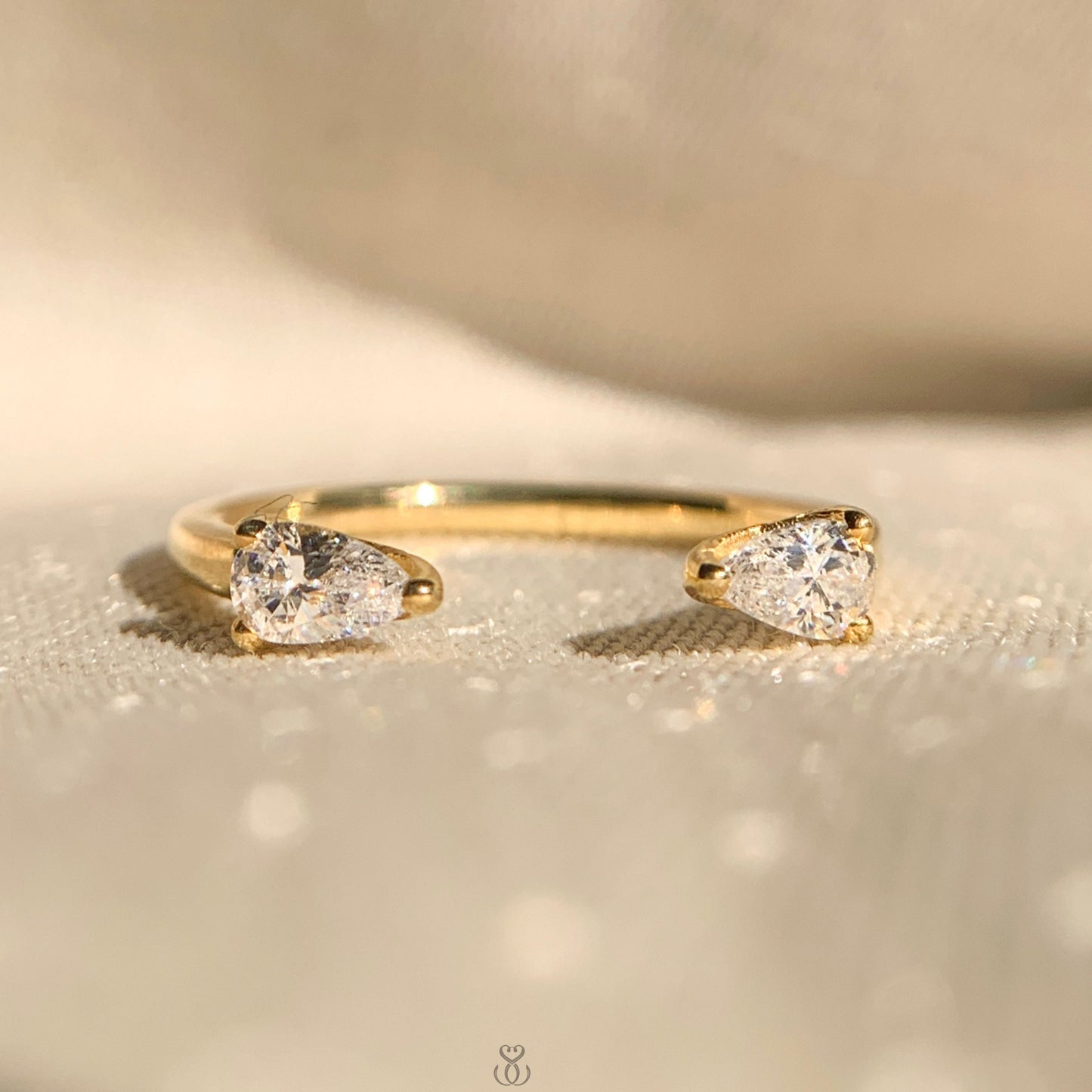 Pear Diamond Open Ring Wedding Band