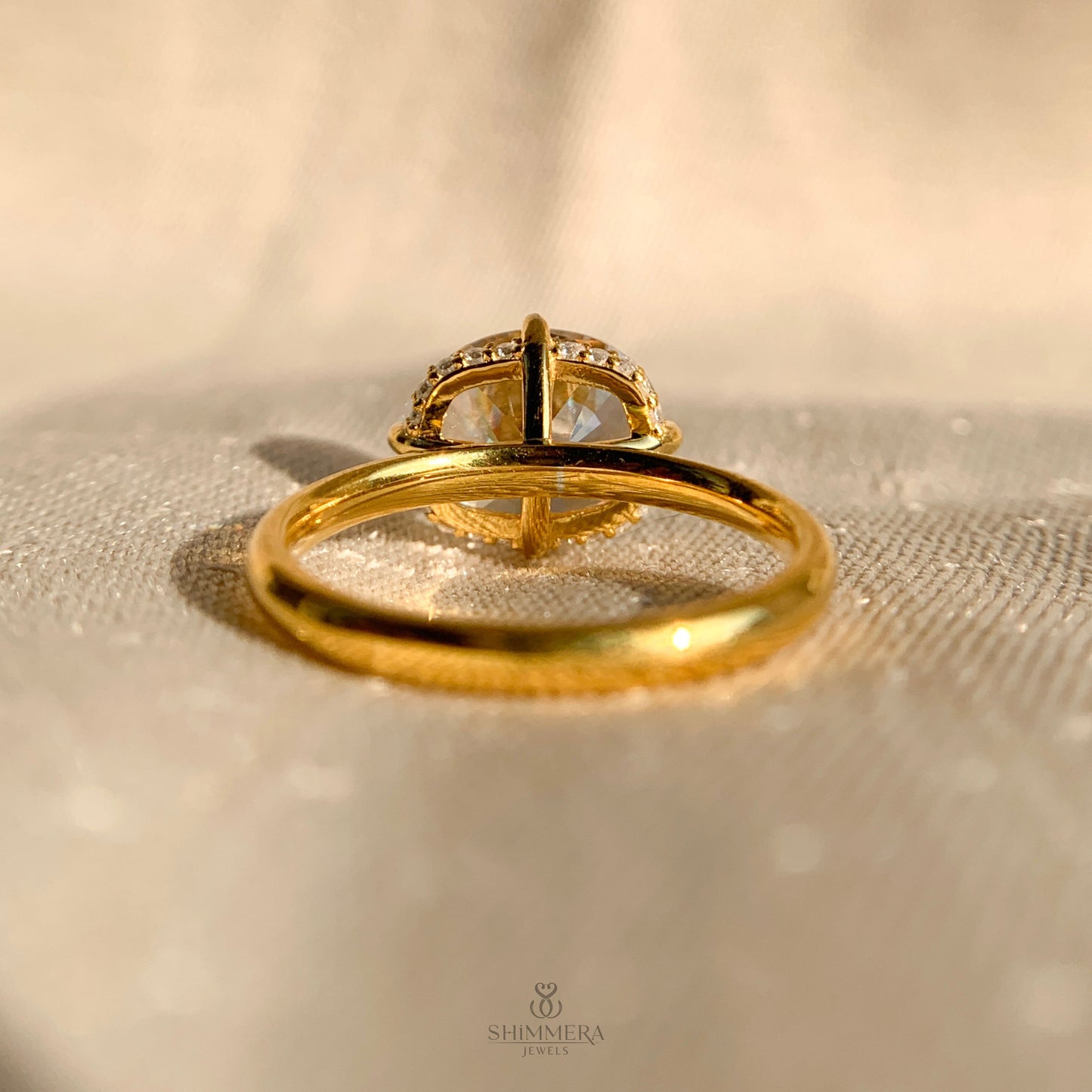 Cushion Cut Hidden Halo Engagement Ring