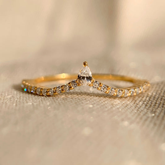 Chevron Wedding Band With Engagement Ring