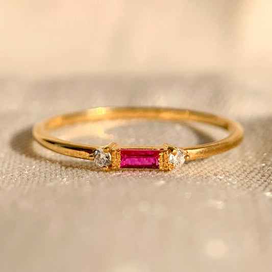 Baguette Shape Stackable Birthstone Rings