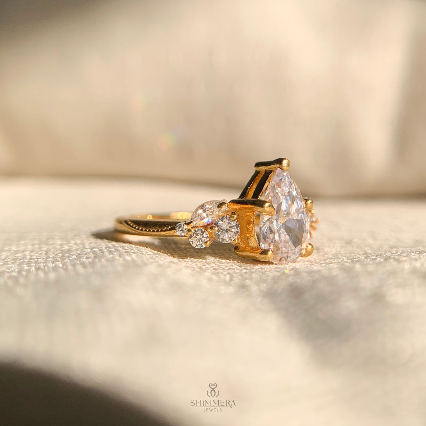 Pear Nature Inspired Engagement Rings