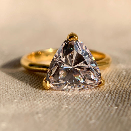 14k Solid Gold Trillion Cut Engagement Ring