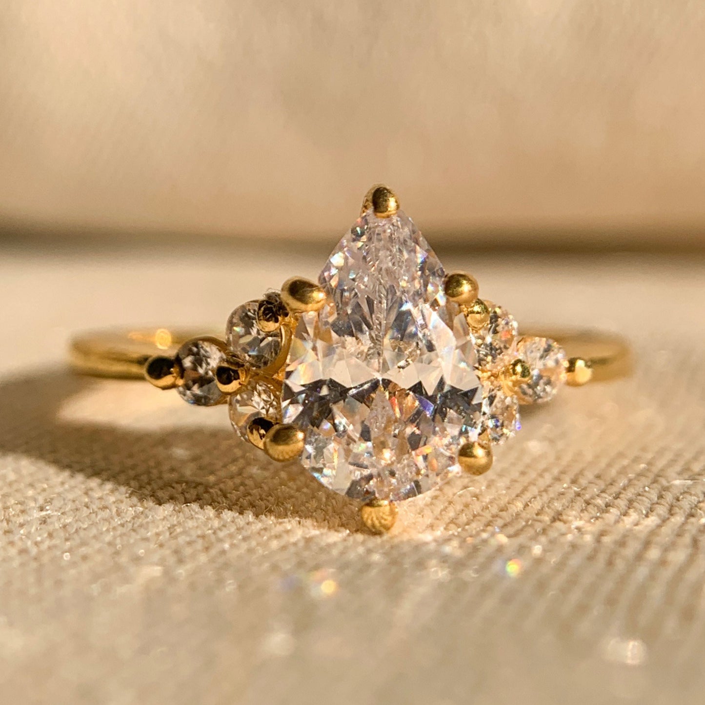 Pear Cut Engagement Rings With Side Stones Settings