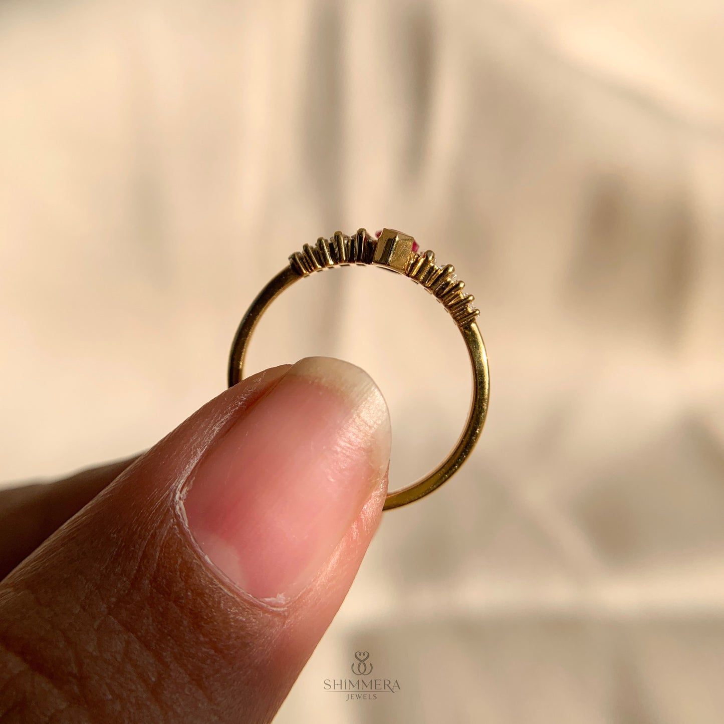 14k Gold Marquise With Baguette Accent Stones Engagement Ring