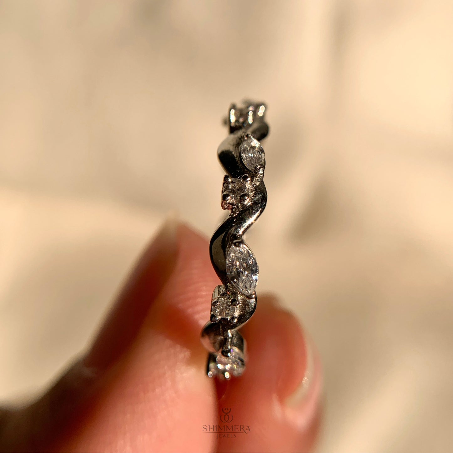 Marquise and Round Shape Stacking Diamond Rings for Women