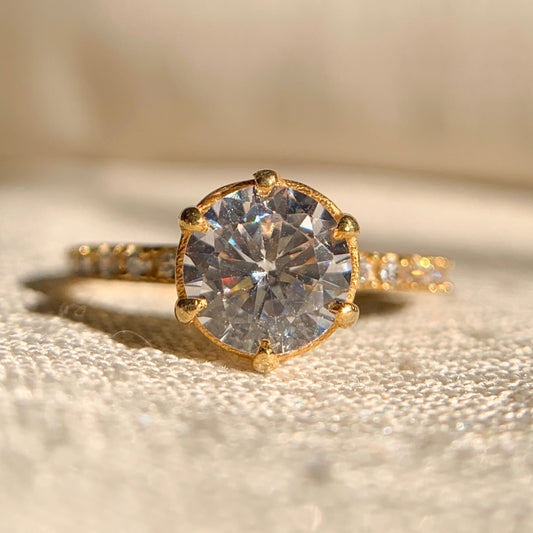 6 prong brilliant round cut diamond engagement ring in white gold