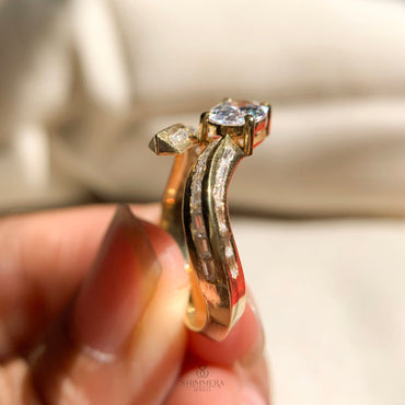 14k Curved Diamond Wedding Bands in Gold