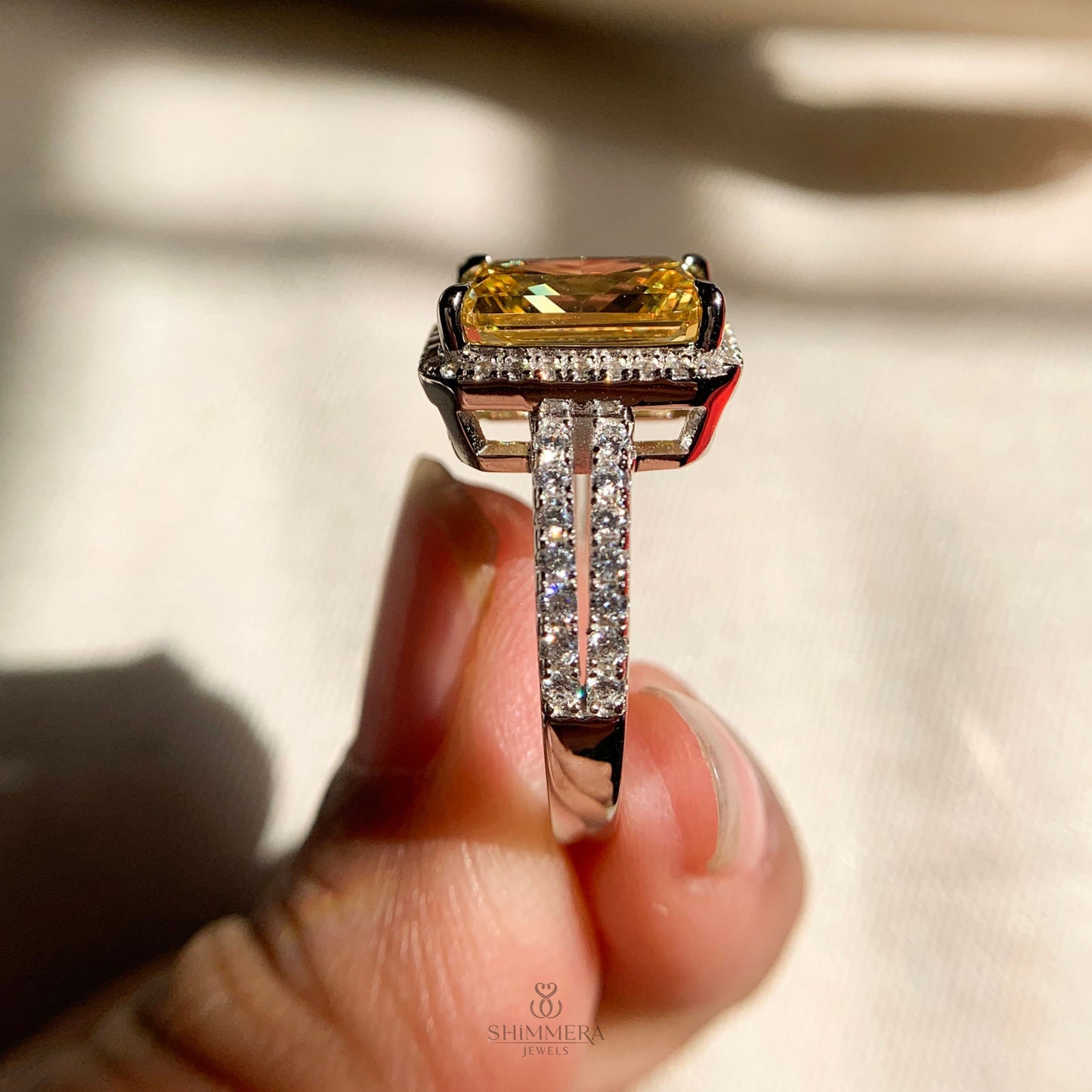 Hidden Halo Radiant Engagement Ring