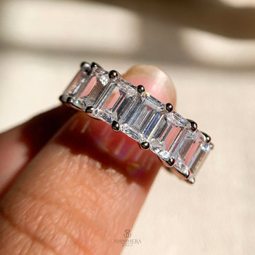 10k Emerald Shape Diamond Full Eternity Band