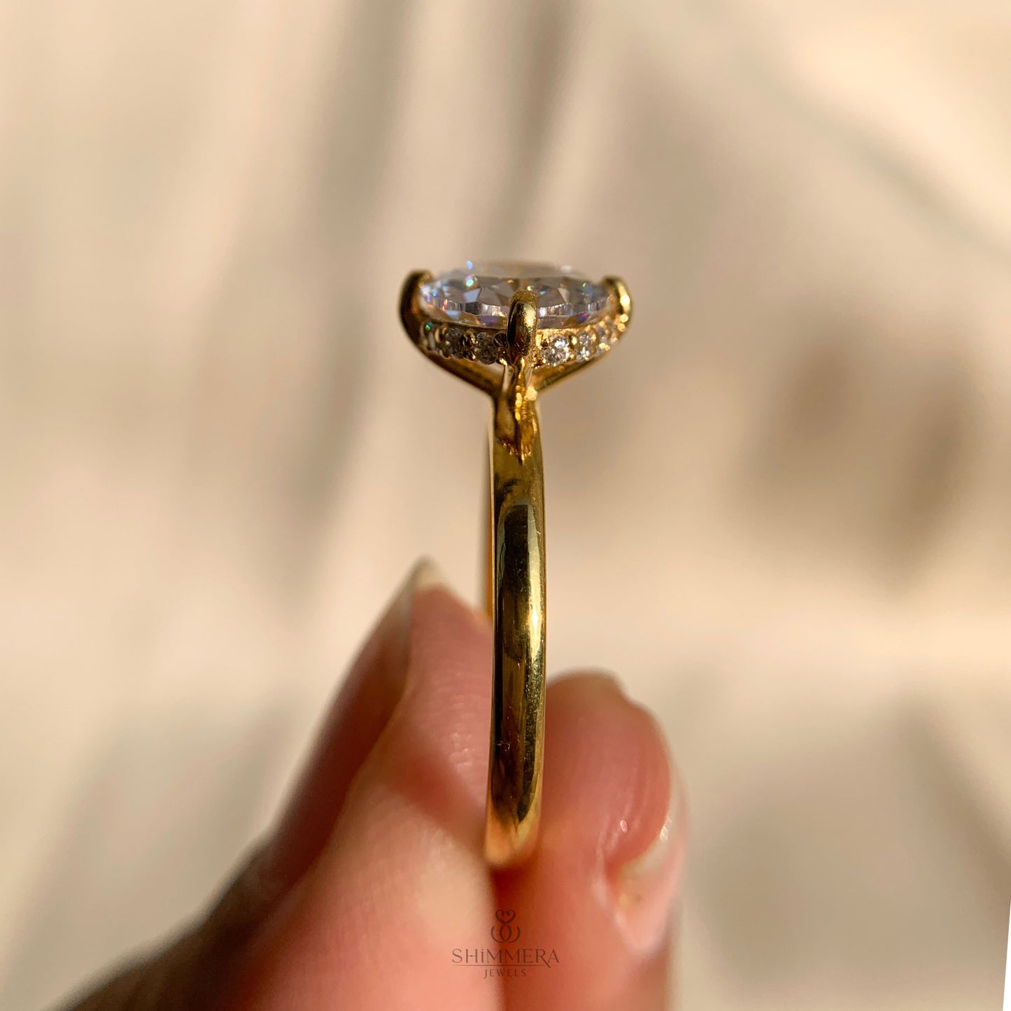 14K Gold Oval Moissanite Engagement Ring