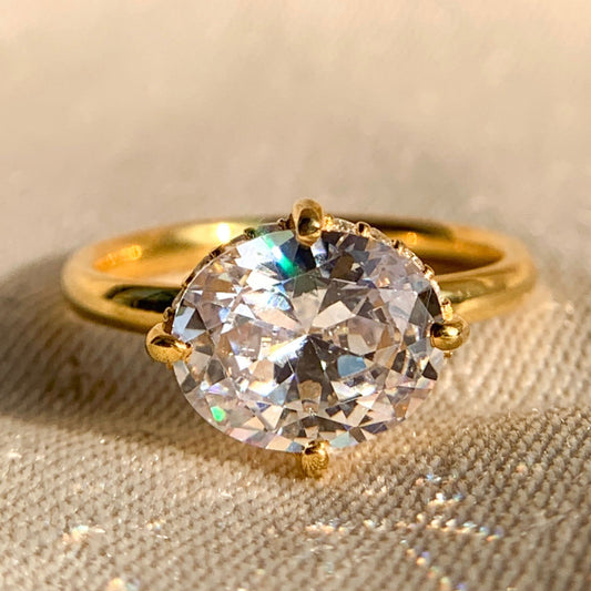 14K Gold Oval Moissanite Engagement Ring