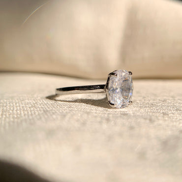 "Elegant oval cut lab created diamond solitaire ring for engagement"