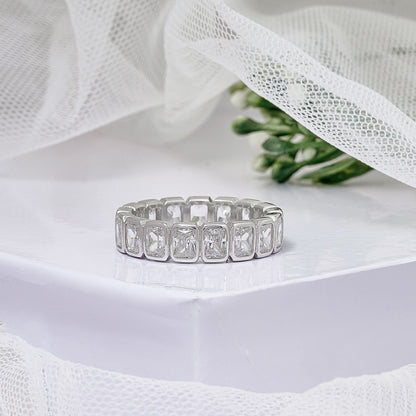 Diamond Wedding Band Radiant-Cut Bezel