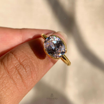 Oval Cut Half Bezel Engagement Ring