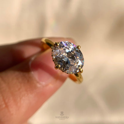 14K Gold Oval Moissanite Engagement Ring
