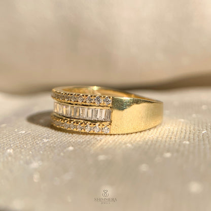 Luxury baguette and round diamond half eternity band jewelry gift